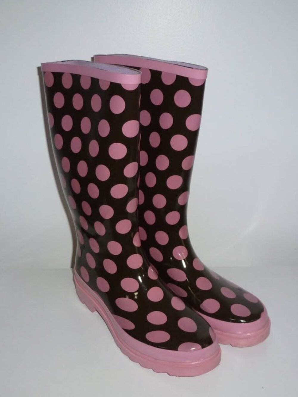 143 Girl - Black & Pink Rain Boots - Women SZ 8